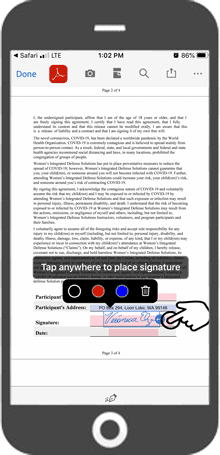 Adobe Acrobat Touch Signature Place